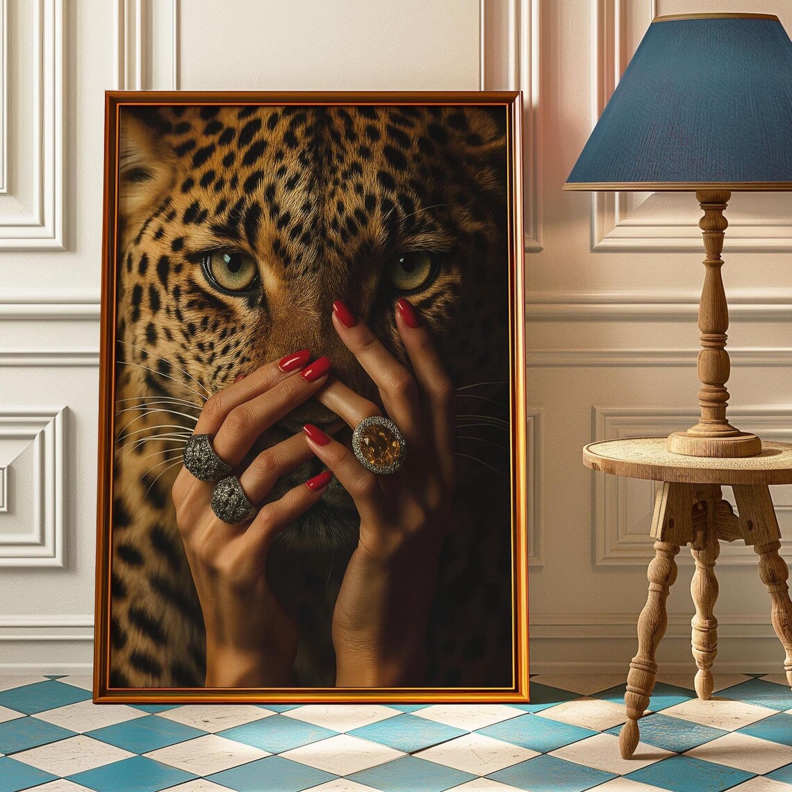 Vintage Leopard Poster, Retro Animal Art Print