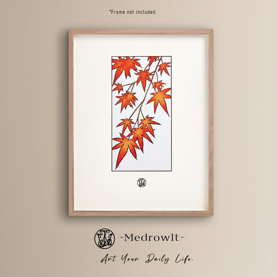 Japanese Maple Art Print Vintage Botanical Wall Decor Autumn Illustration Zen Nature Poster Asian Artwork Unique