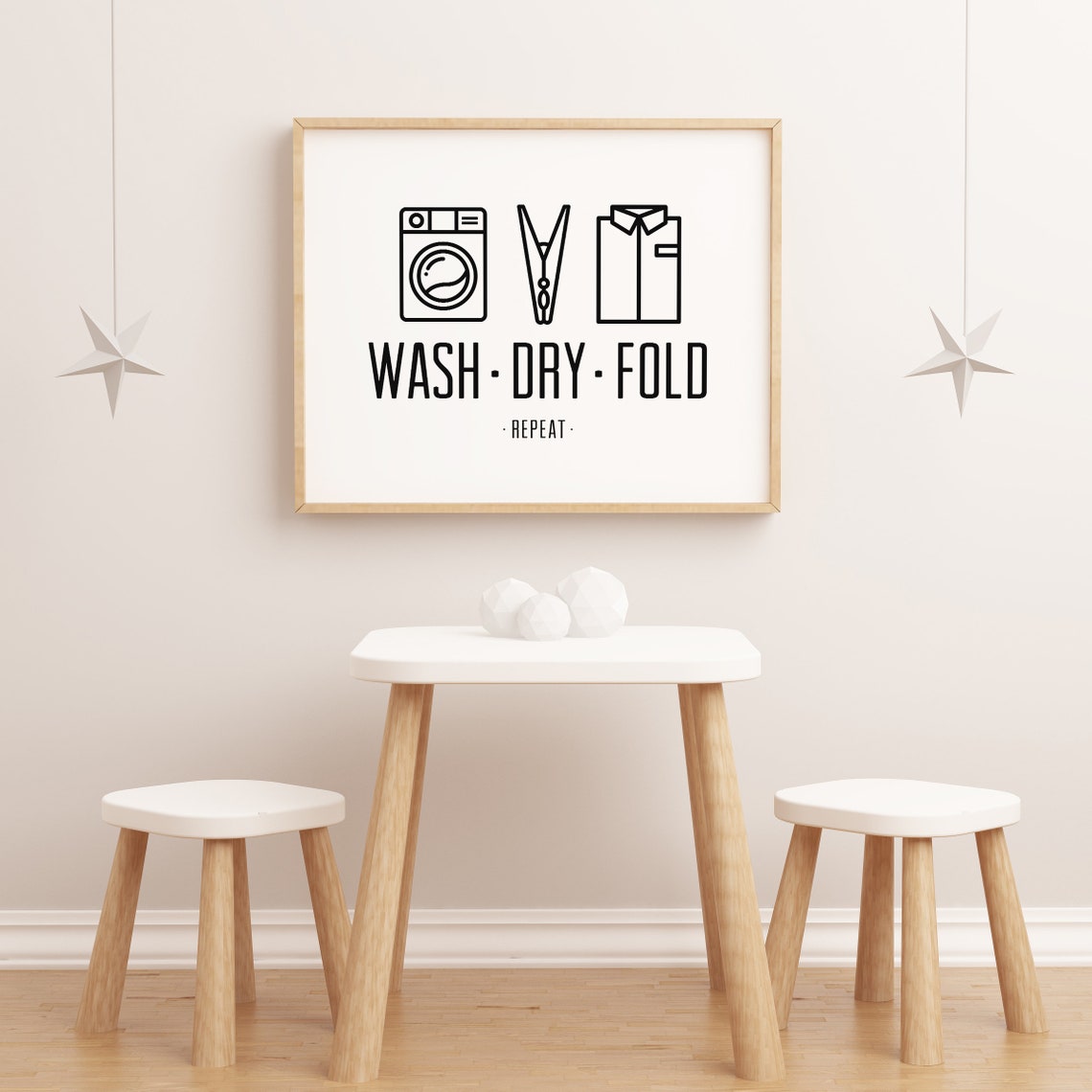 Wash Dry Fold Repeat Laundry Icons Farmhouse Sign Kitchen Wall Art - Image 2