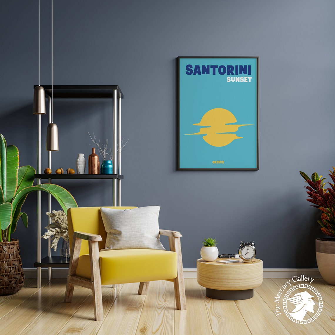 Santorini Sunset Greece Turquoise Abstract Sun Travel Poster - Image 5