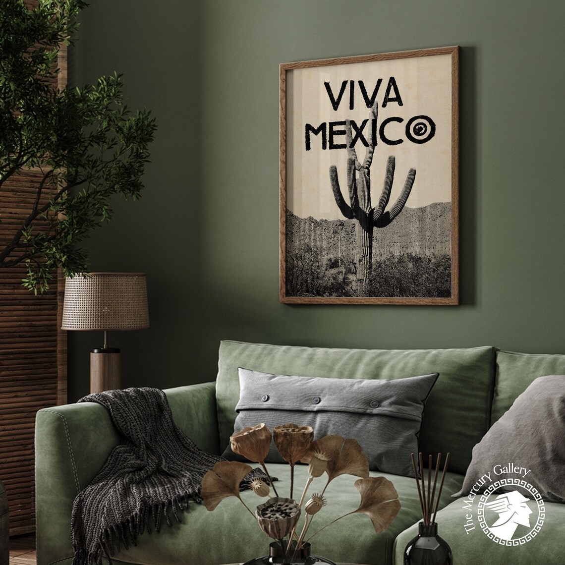 Viva Mexico Saguaro Cactus Desert Sepia Vintage Travel Poster Wall Art - Image 2