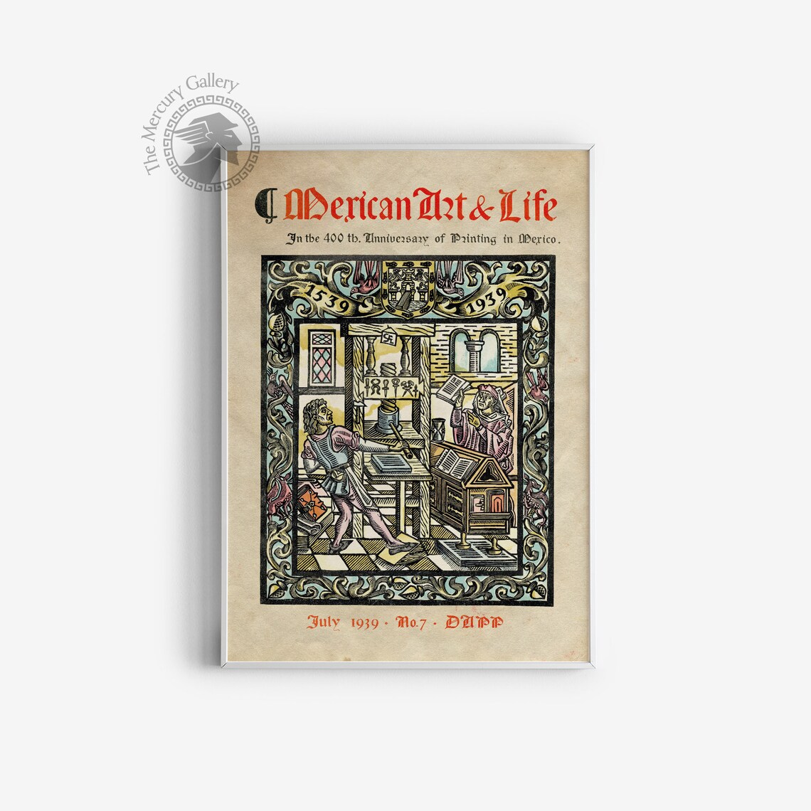 Mexican Art Life July 1939 Printing Press Anniversary Magazine Cover Print - Image 3