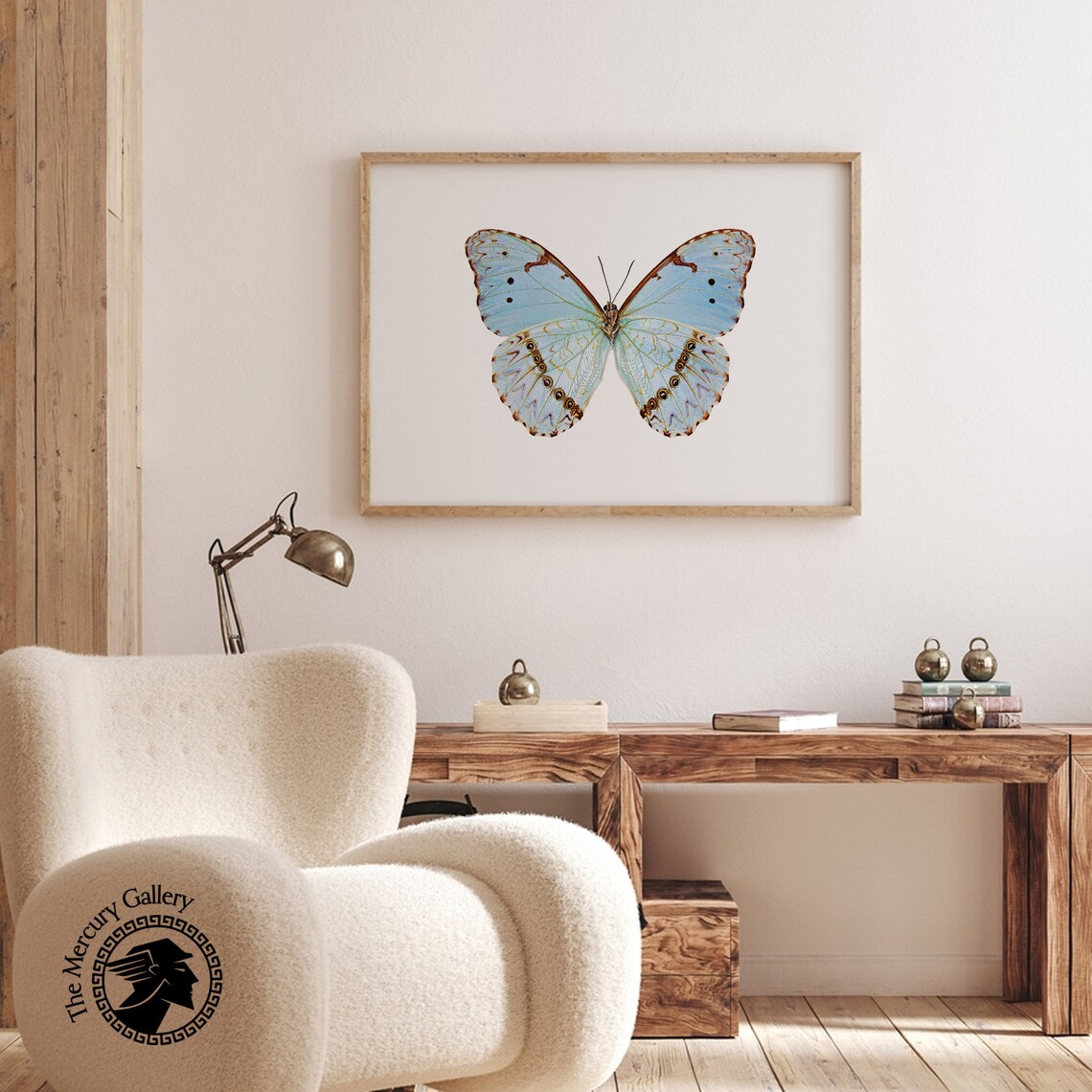 Blue Butterfly Vintage Rustic Butterfly Art Print - Image 3