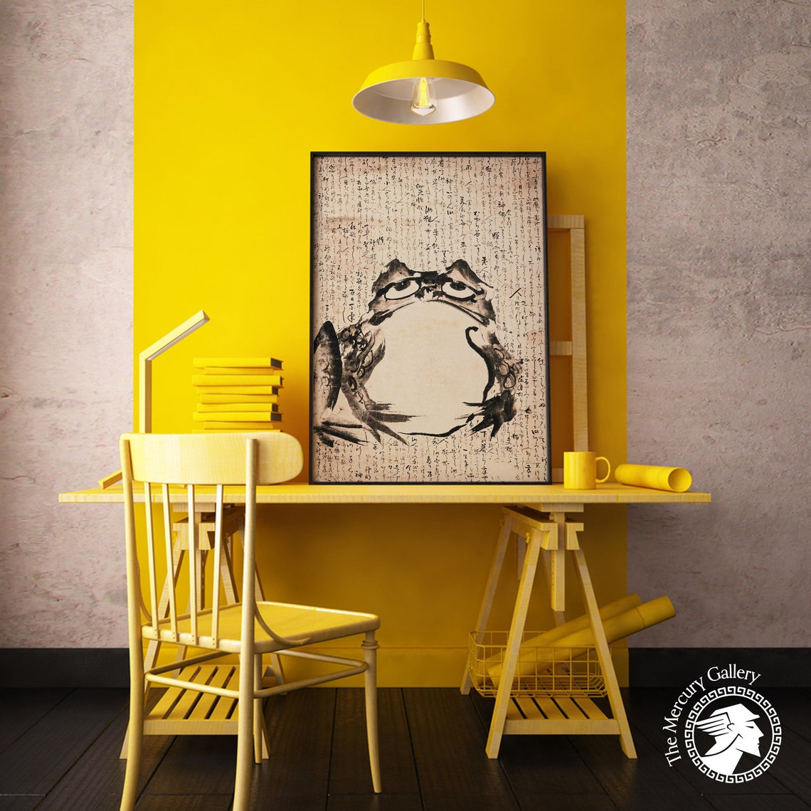 Grumpy Ink Toad With Calligraphy Text Vintage Japanese Frog Art Poster - Image 4