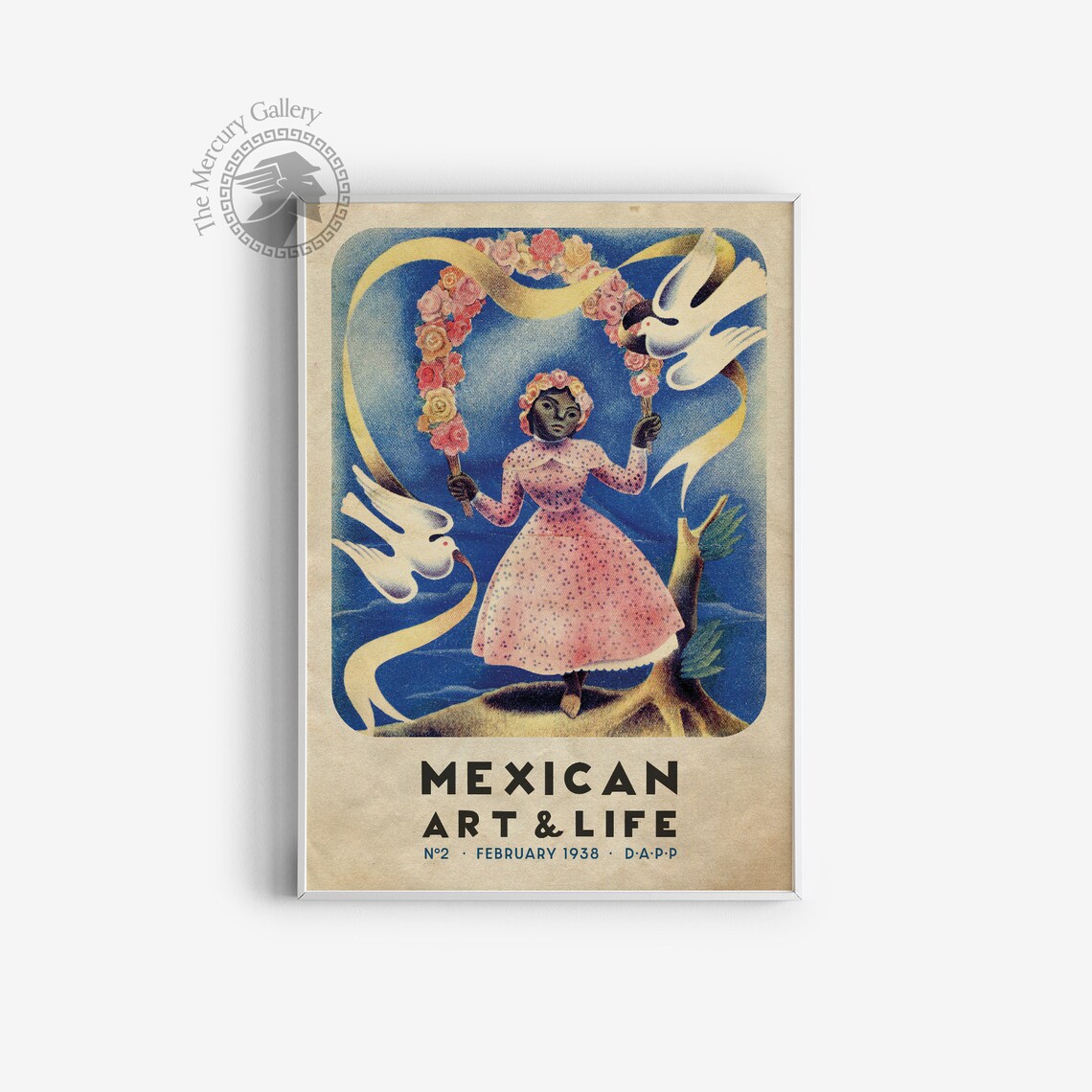 Mexican Exhibition Vintage Travel Poster, Floral Art - Image 4