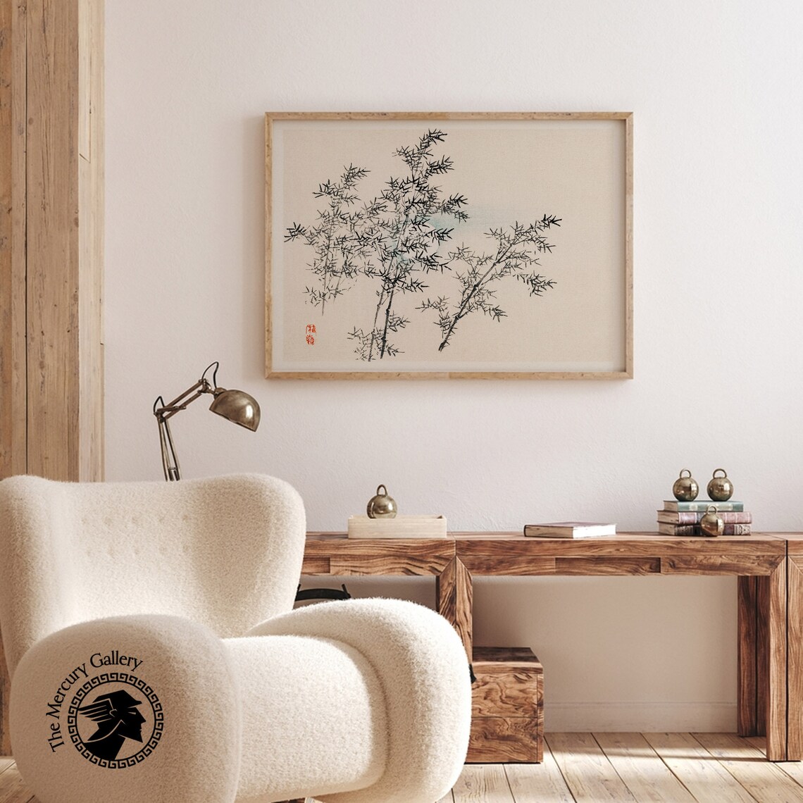 Japanese Bamboo Zen Art Print, Woodblock Style - Image 3