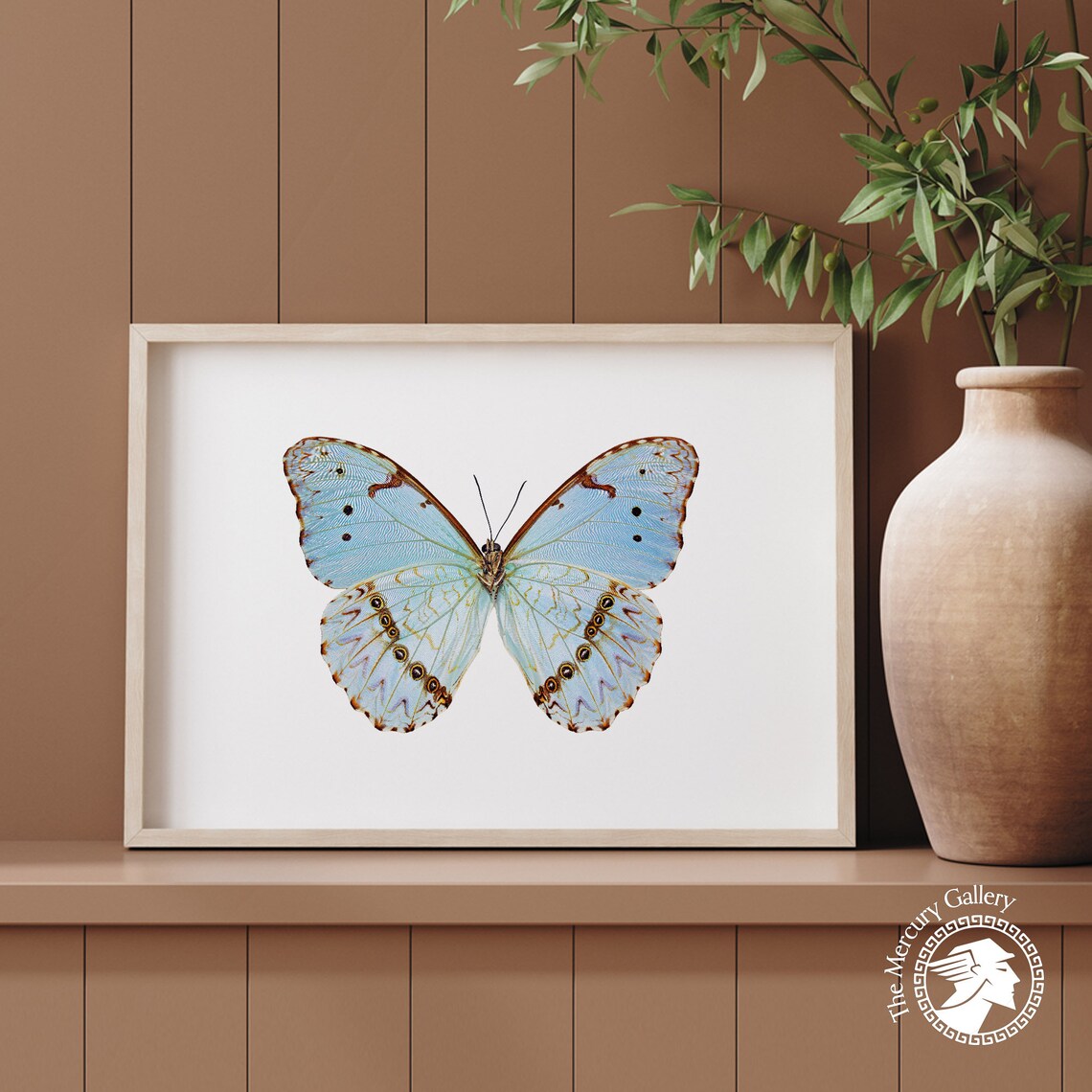 Blue Butterfly Vintage Rustic Butterfly Art Print