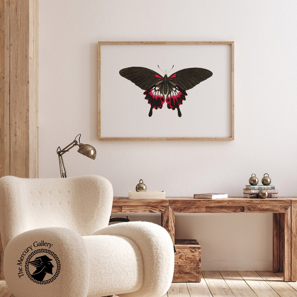 Botanical Butterfly Farmhouse Retro Art Print - Image 3