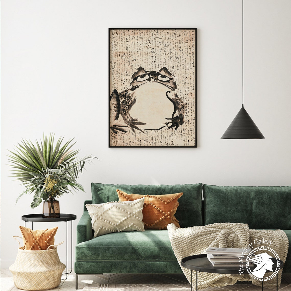 Grumpy Ink Toad With Calligraphy Text Vintage Japanese Frog Art Poster - Image 3