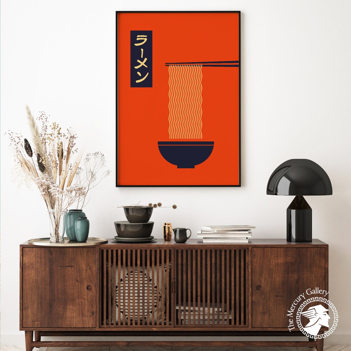 Minimalist Ramen Noodle Bowl Orange Japanese Kitchen Wall Art Poster - Image 6