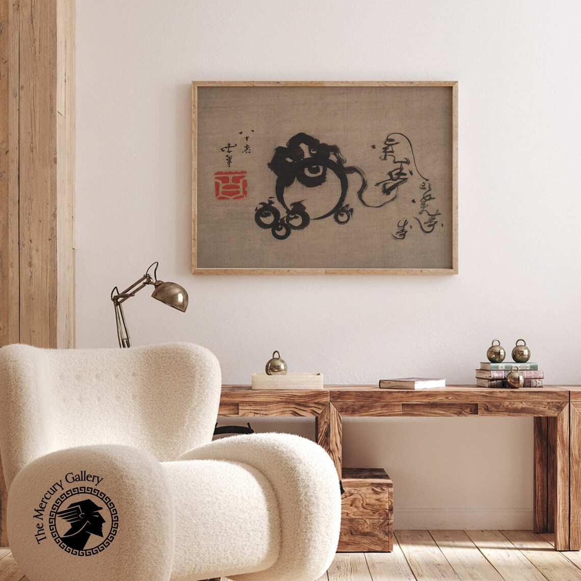Hokusai Playful Ink Sketch Whimsical Creature Japanese Brush Art Poster - Image 4