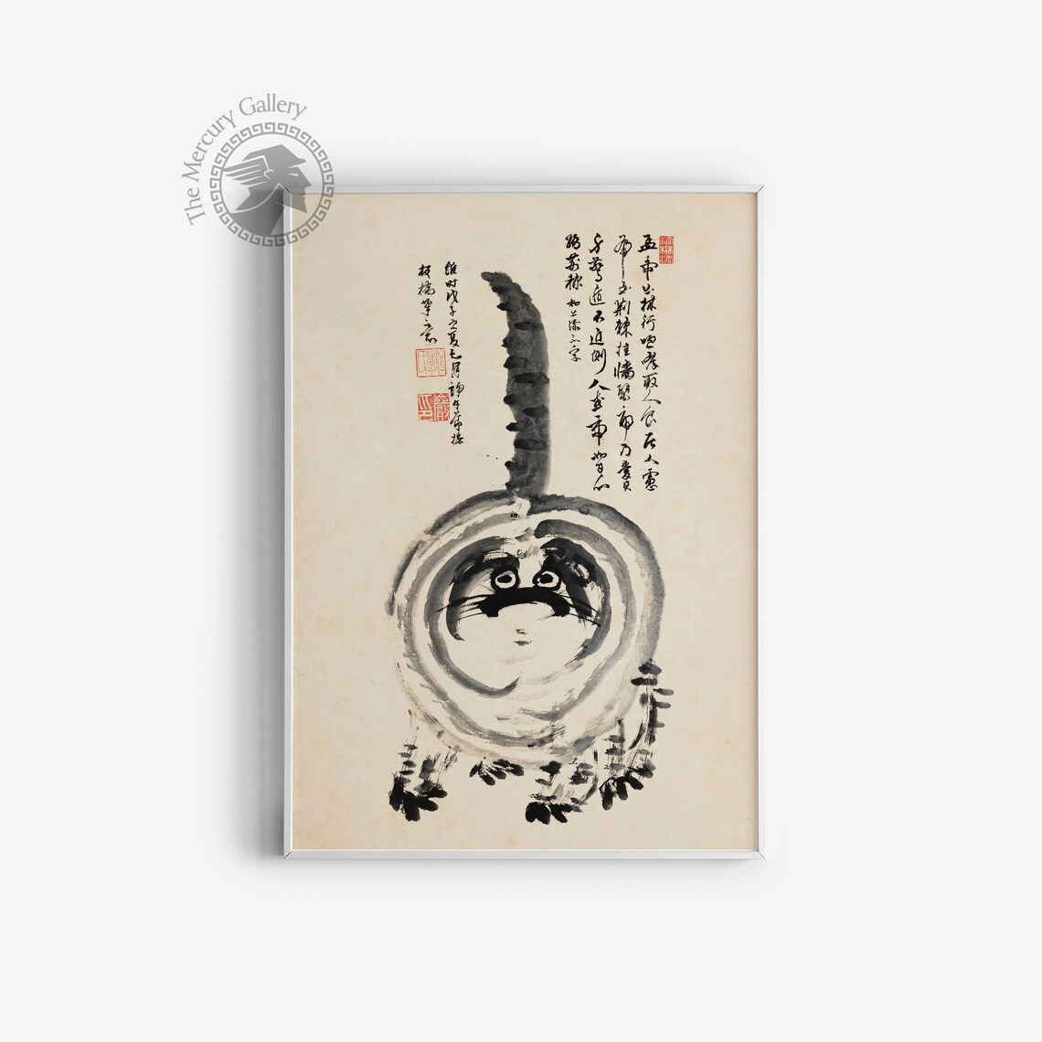 Japanese Tiger Cat Vintage Wabi Sabi Art Print - Image 2