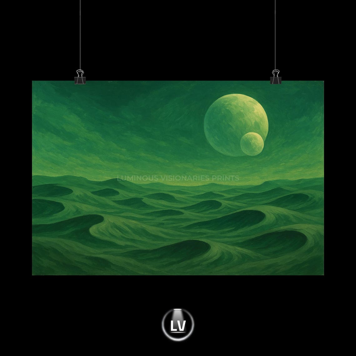Celestial Matte Poster Art Green Planet Landscape Wall Decor Home Artwork Bedroom Or Living Room Apvgnms 1