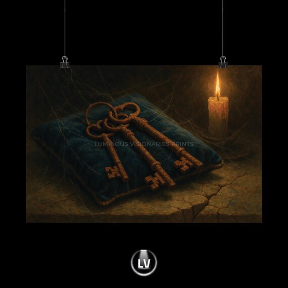 Vintage Key Poster Print, Gothic Home Decor