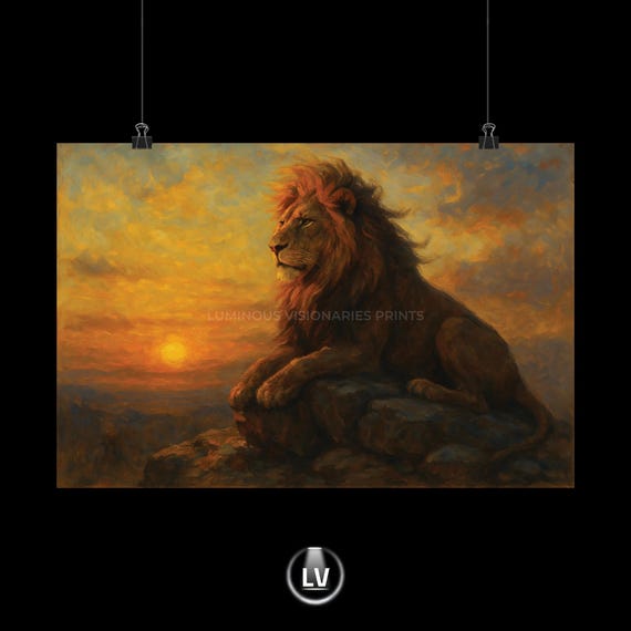 Majestic Lion Horizon Poster Animal Wall Art Nature Decor Print Inspirational Home Safari Artwork Apa 54