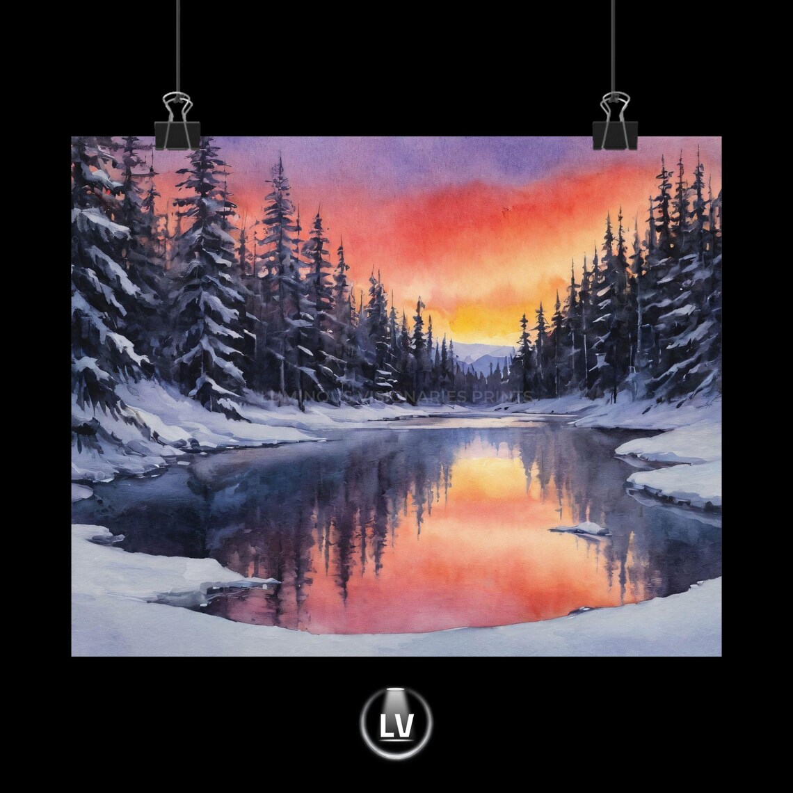Serene Winter Landscape Poster, Nature Art Print