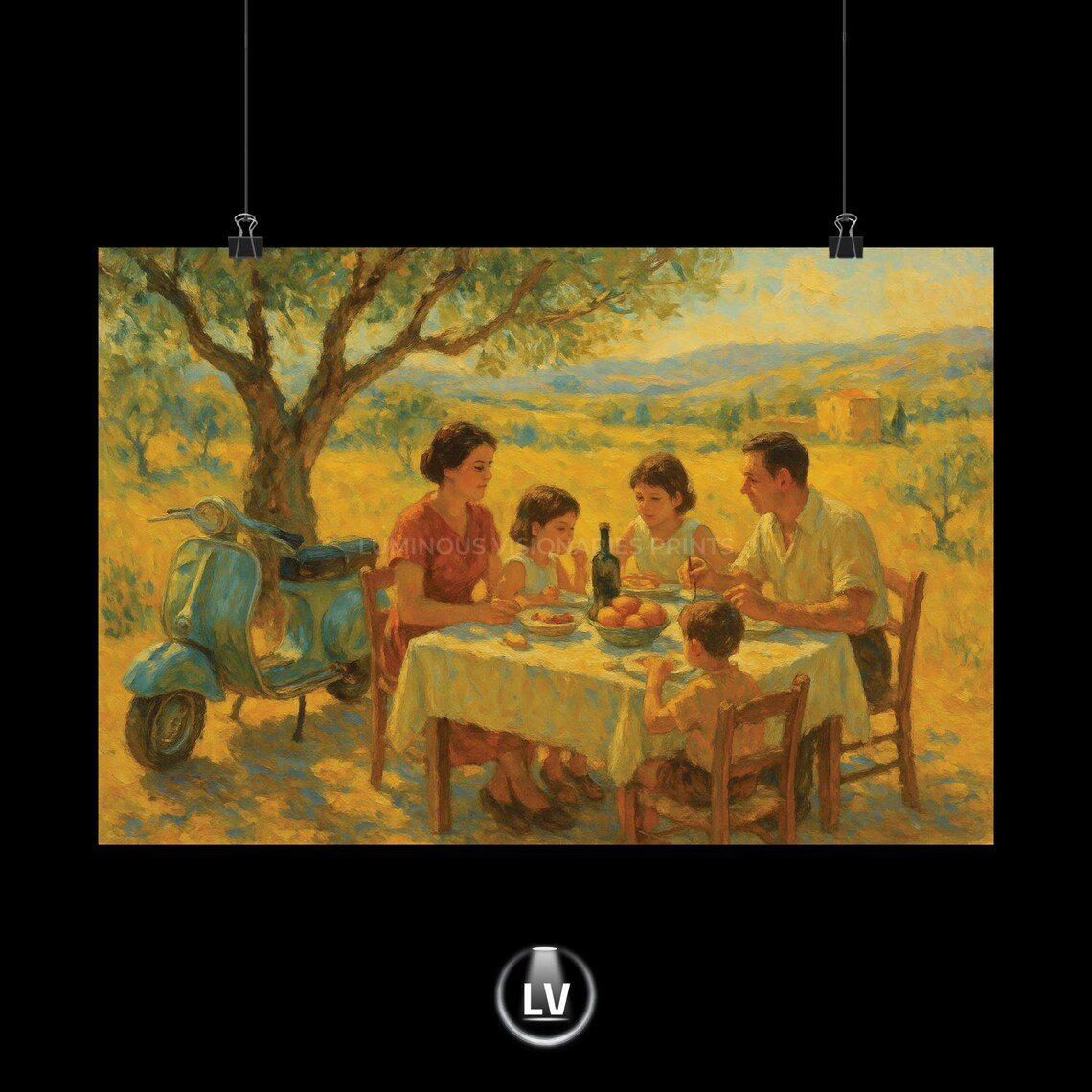 Vintage Italian Family Gathering Poster, Home Decor