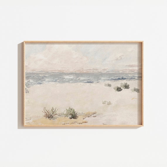 Muted Coastal Watercolor Landscape Art Print