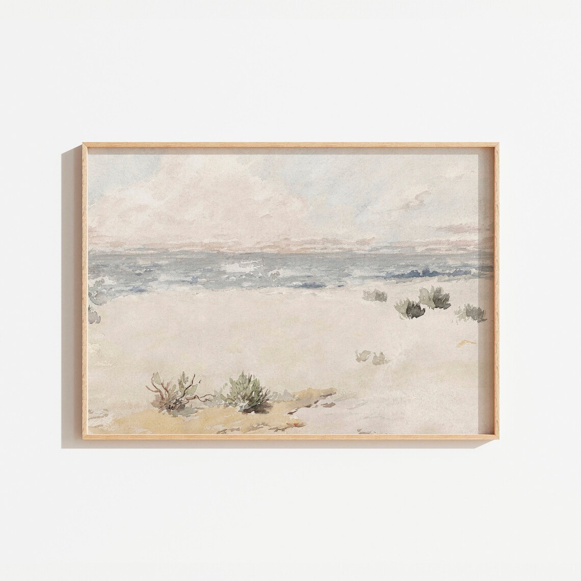 Muted Coastal Watercolor Landscape Art Print