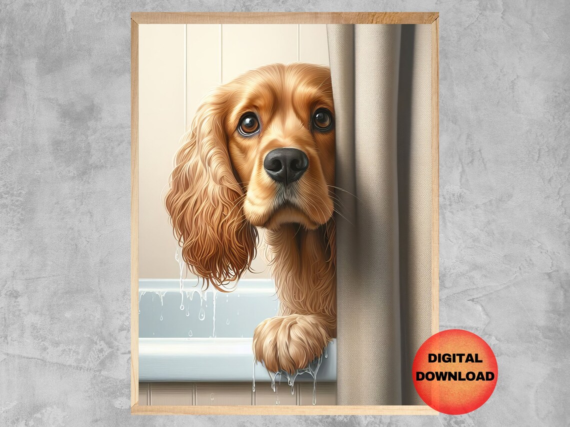 Cocker Spaniel Bathroom Wall Art, Dog Lover Gift