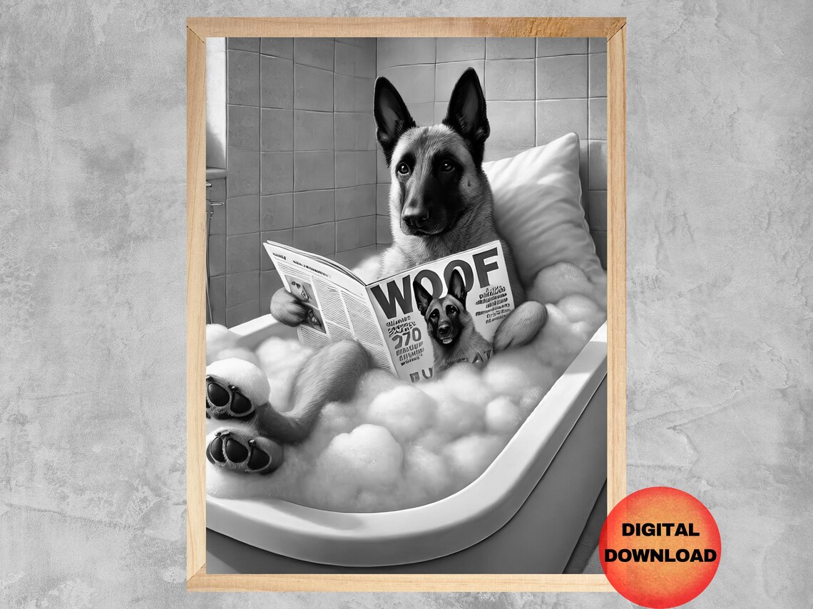 Belgian Malinois Bathroom Wall Art, Dog Humor