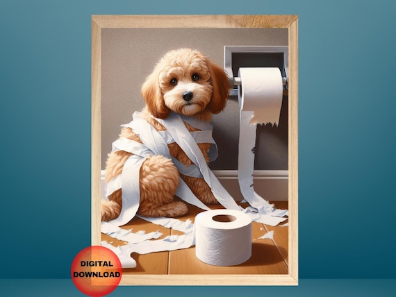Cockapoo Bathroom Wall Art Dog Humor Whimsical Pet Poster Mom Gift Kids Funny Toilet Decor