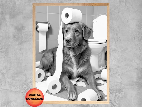 Nova Scotia Duck Tolling Retriever Bathroom Wall Art Funny Toller Toilet Paper Print Whimsy Gift For Dog Lovers Pet Humor