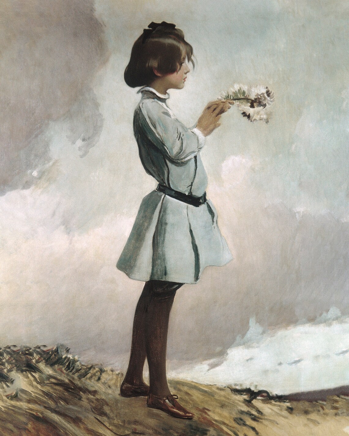 Vintage Girl Portrait, Neutral Oil-Painting Art Print - Image 2