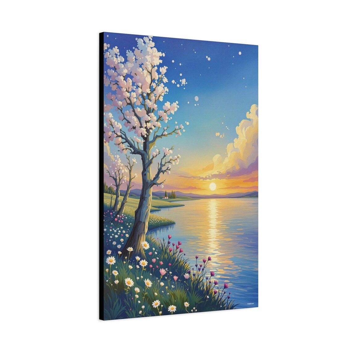 Sunrise On The Lake, Landscape Art Print - Image 2