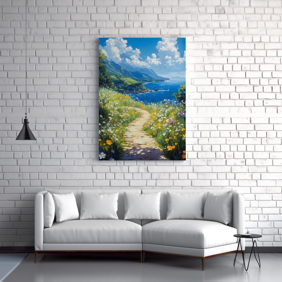 Wildflower Coastal Path Ocean Bay Mountain View Travel Poster