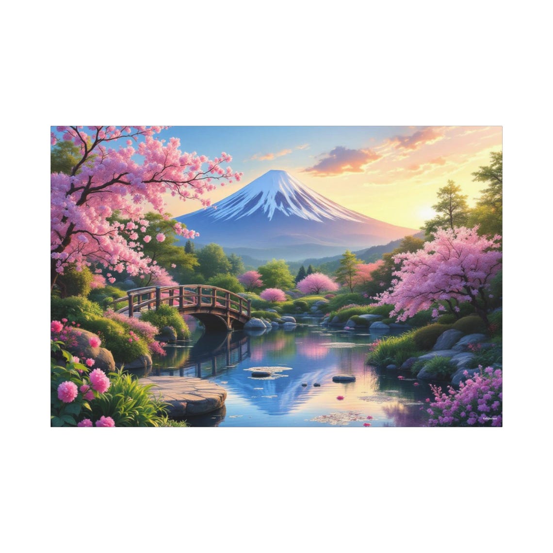 Pink Blossom Mountain Art Print - Image 3