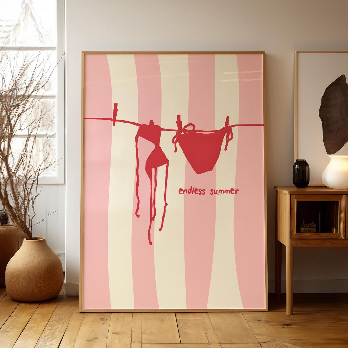Endless Summer Red Bikini Clothesline Poster for Coastal Beach Decor - Image 2