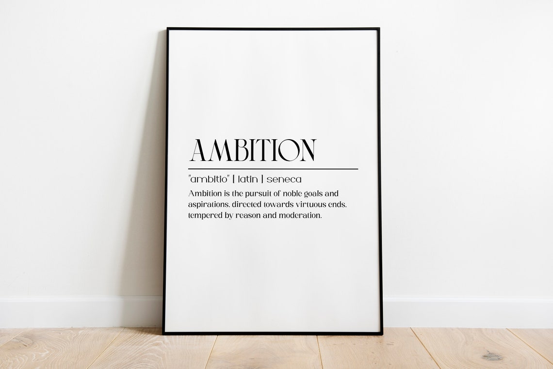 Ambition Dictionary Definition Minimalist Poster for Office Wall Decor