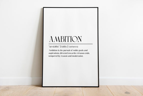 Ambition Poster Minimalist Motivational Wall Art Quotes Print Painting Ambition Wall Art Ambition Motivational Print Picture Office Decor