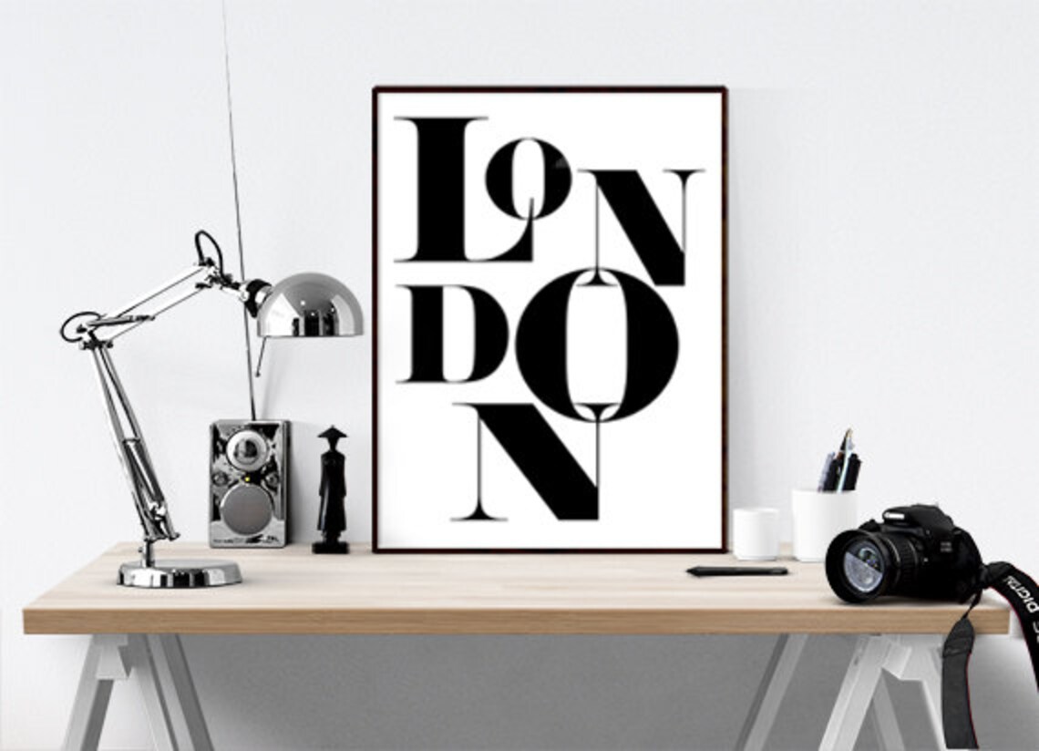 London Quote City Poster, Black and White Travel Poster
