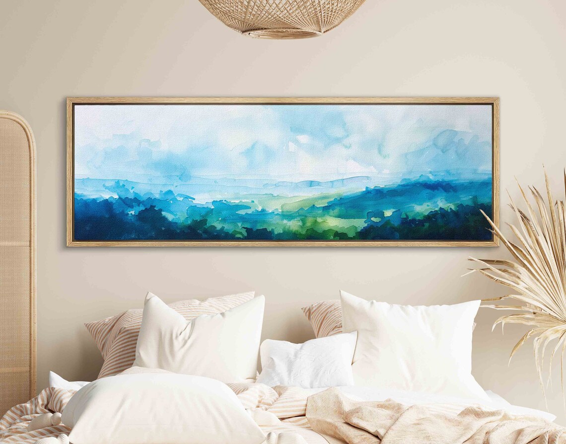 Modern Landscape Watercolor Panorama Art Print - Image 2