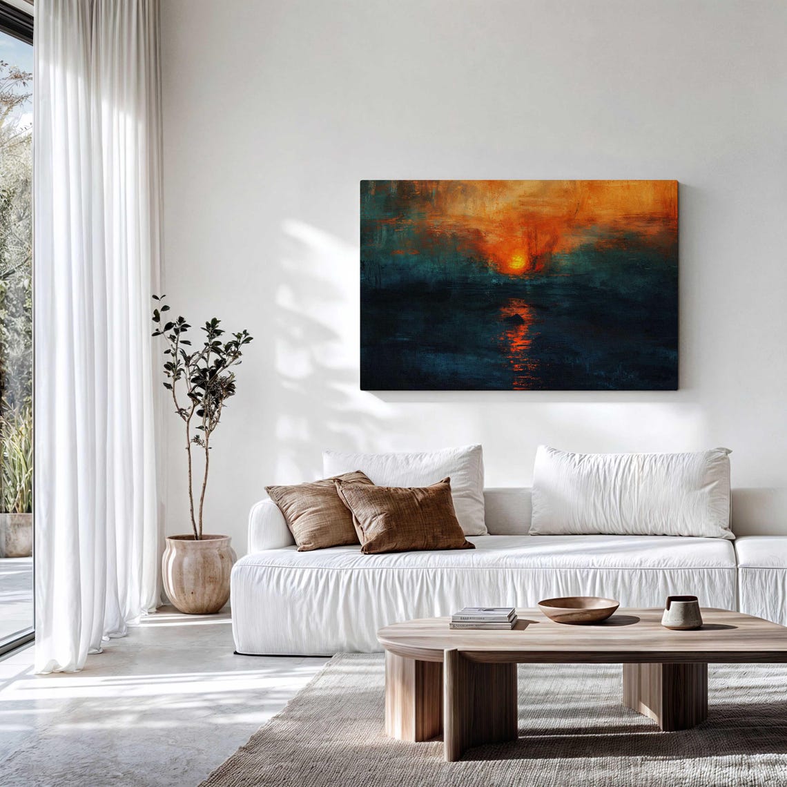 Moody Sunset Wall Art Framed Canvasposter Print Above Bedsofa Decor Modern Wall Art Nature Wall Decor Large Seascape Wall Art Framed - Image 3
