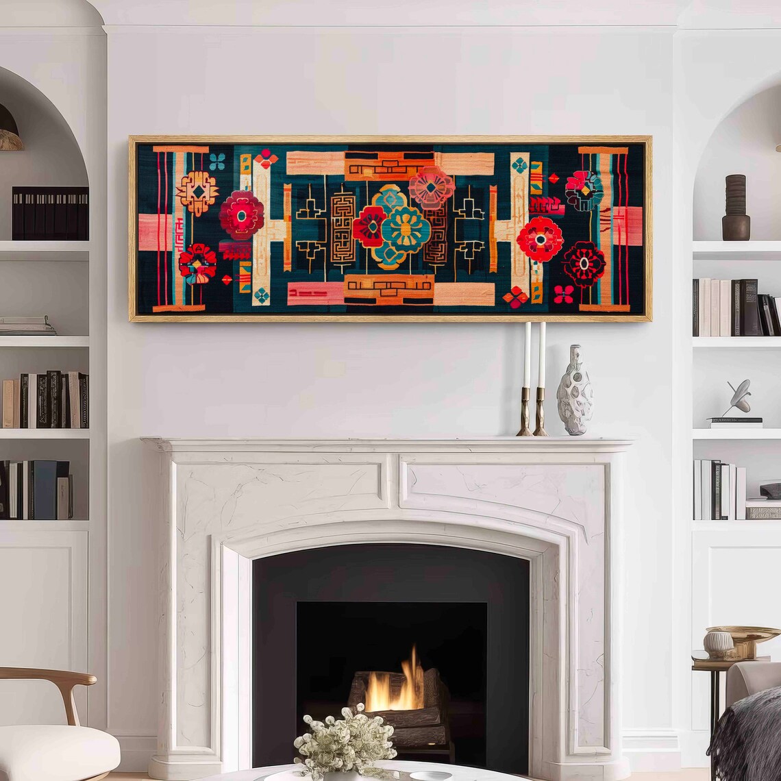 Vintage Tapestry Wall Art, Boho Textile Art Print - Image 3