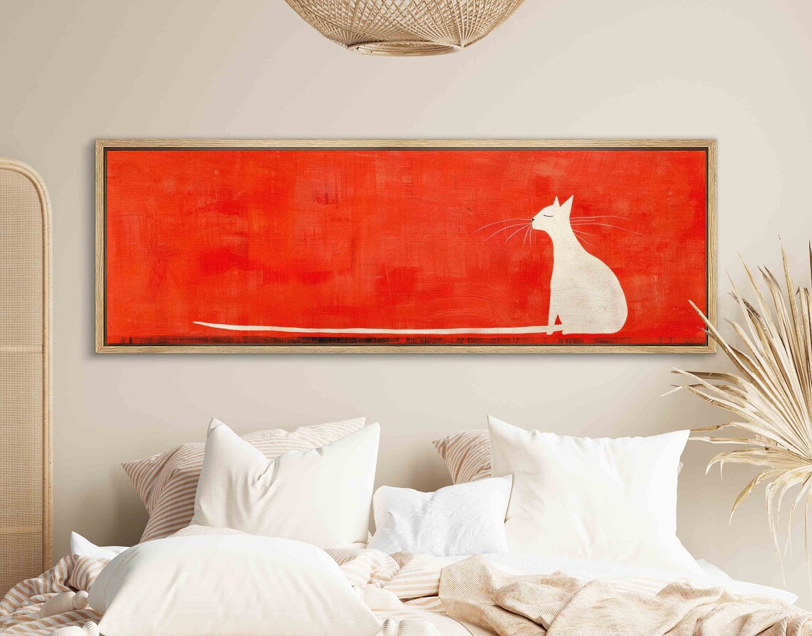 White Cat, Modern Japanese Wall Art Poster Print - Image 2