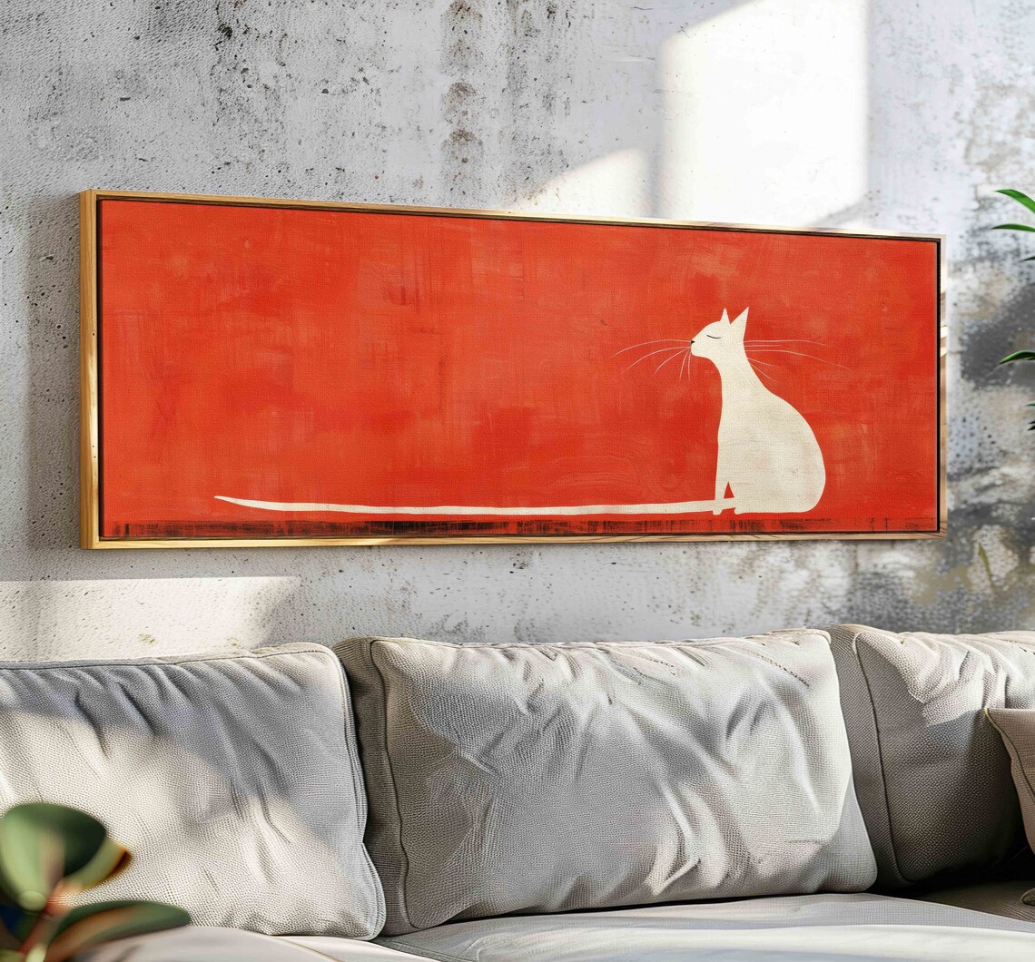 White Cat, Modern Japanese Wall Art Poster Print