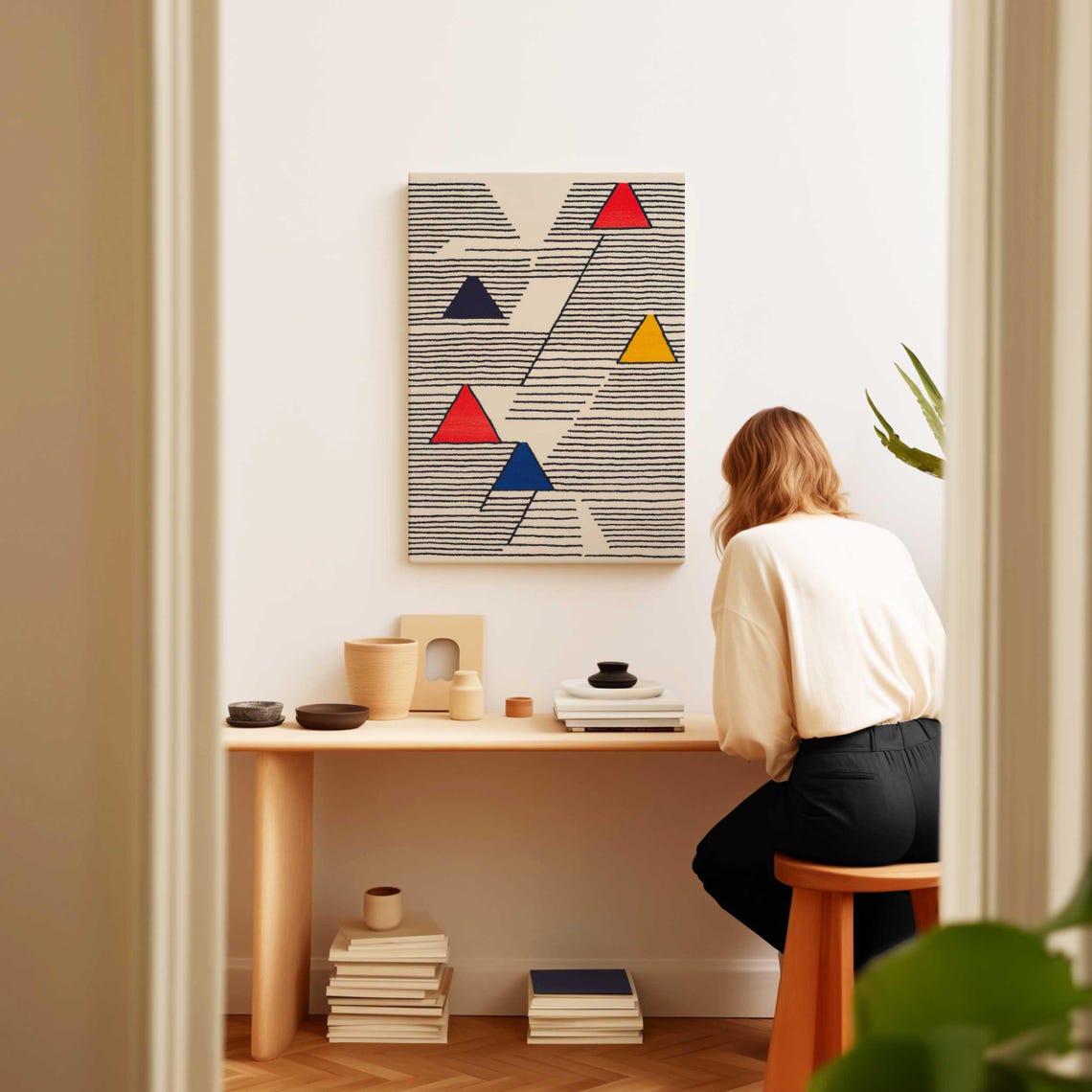 Minimalist Geometric Wall Art Framed Modern Wall Art Ready To Hang Boho Wall Decor Home Art Decor - Image 2