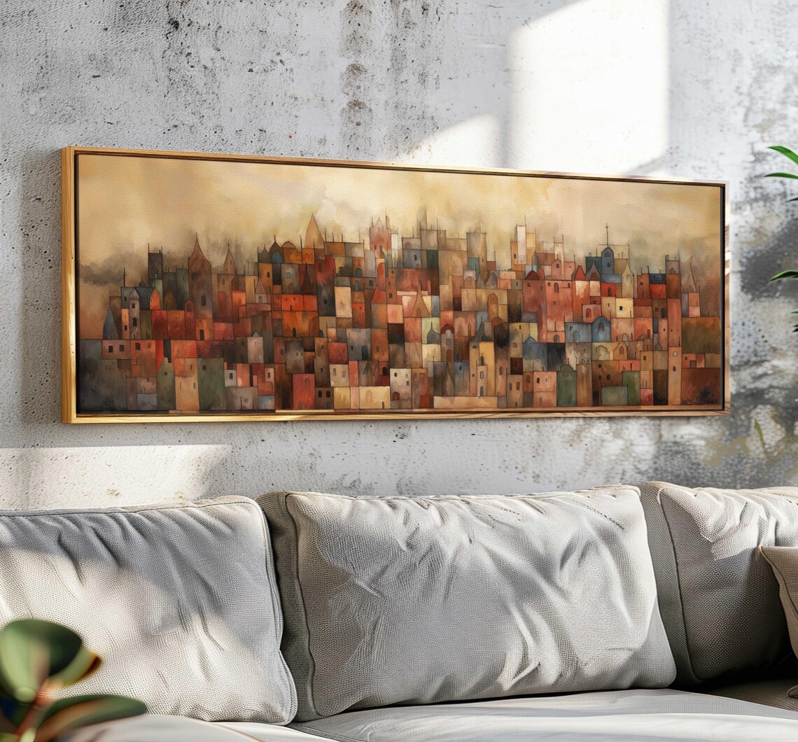 Mid-Century Modern Abstract Cityscape Wall Art Print