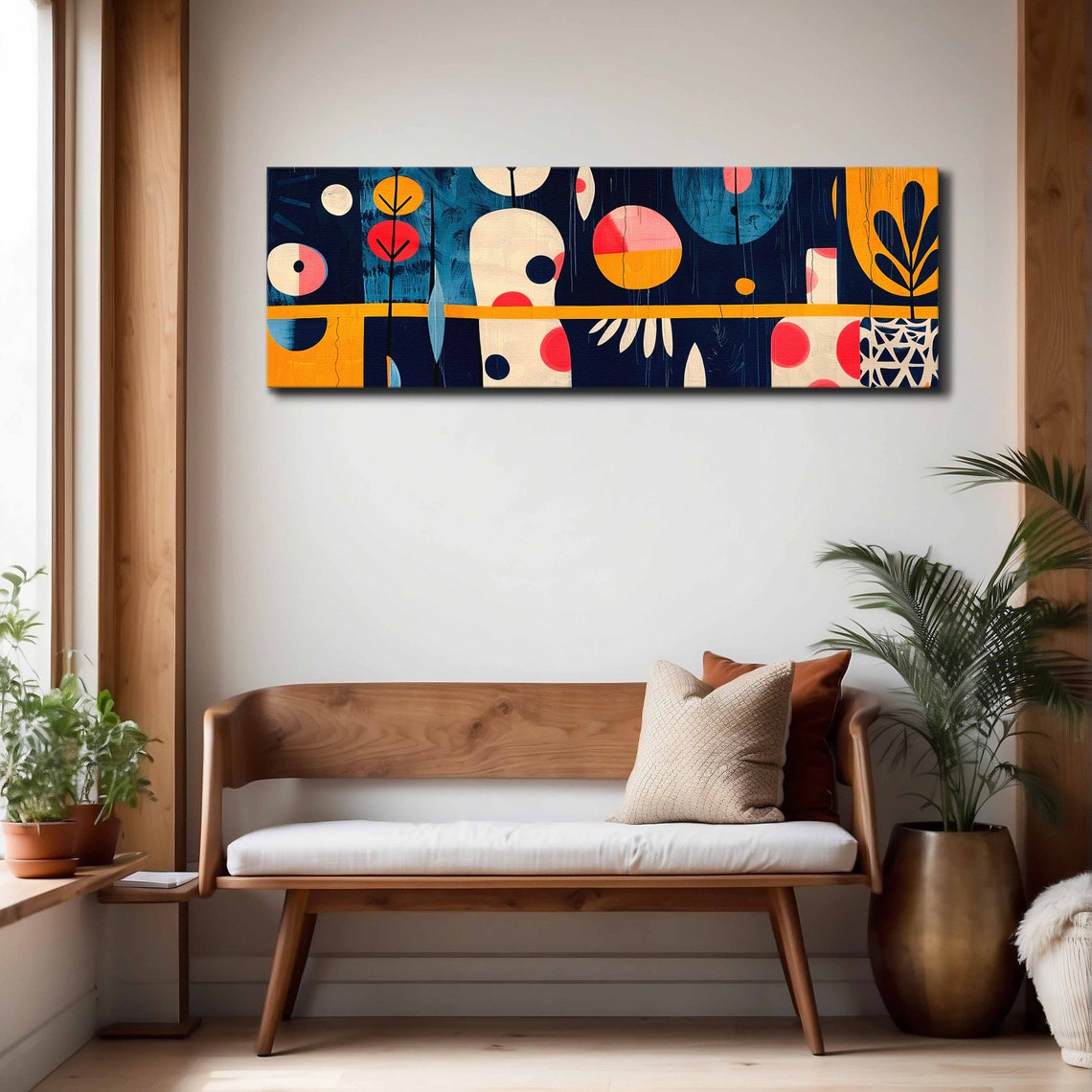 Framed Mid Century Modern Wall Art Geometric Colorful Modern Print Horizontal Wall Art Panoramic Print Wide Minimal Modern Wall Decor - Image 4