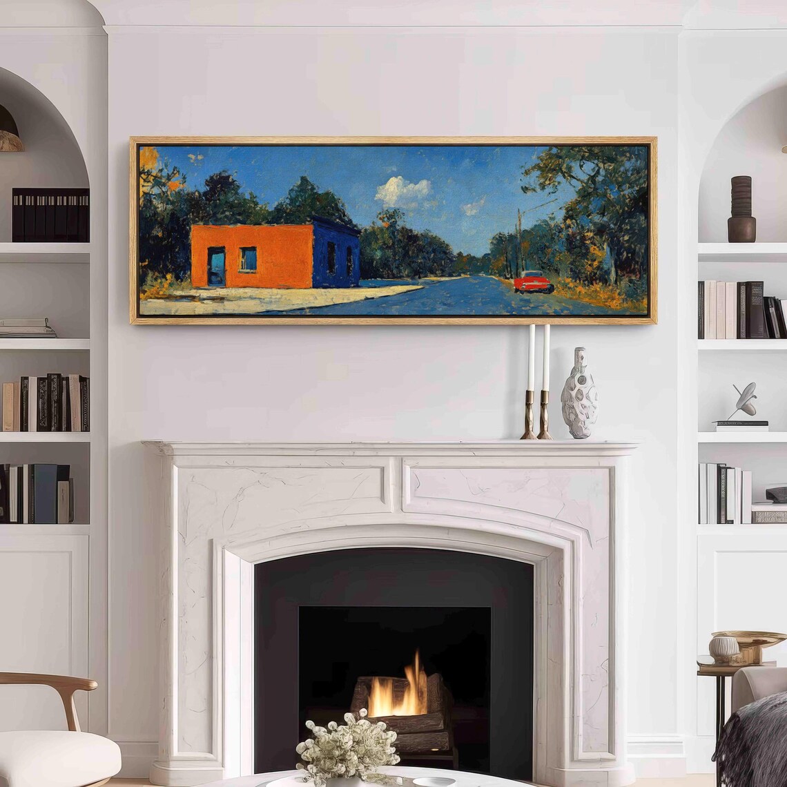 Rural Roadside Orange Shop Red Truck Folk Americana Art Print - Image 3