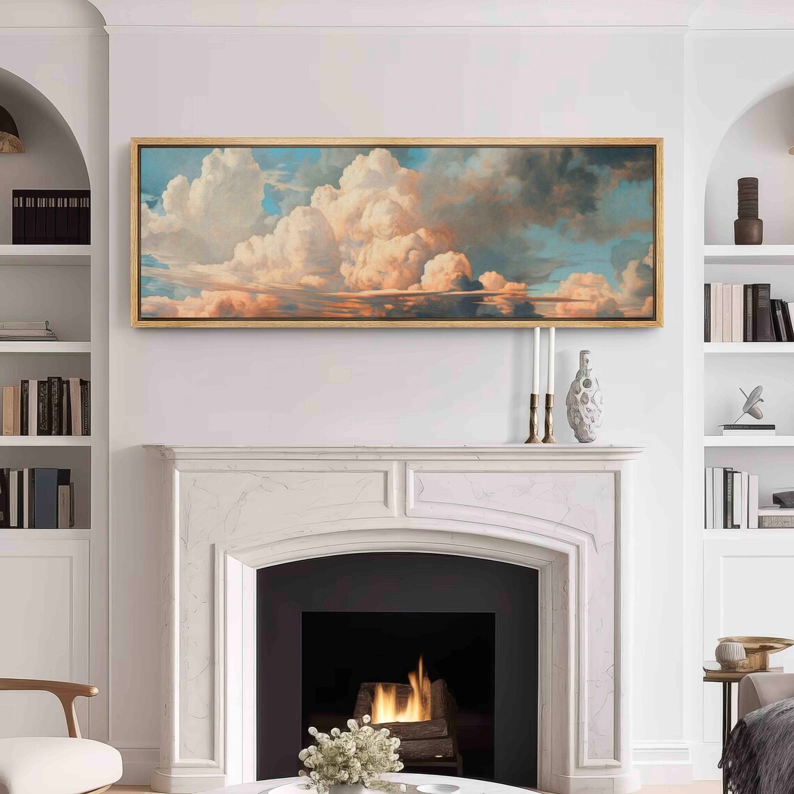 Vintage Moody Clouds Minimalist Art Print, Horizontal - Image 3