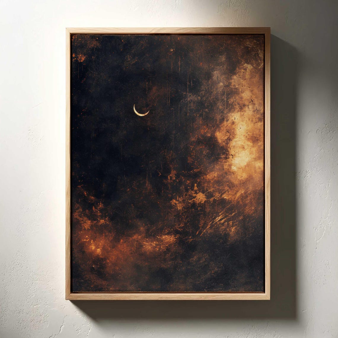 Moody Moon Wall Art Framed Bronze Tones Large Wall Art Ready To Hang Wall Decor Boho Wall Decor Modern Wall Art Framed - Image 3