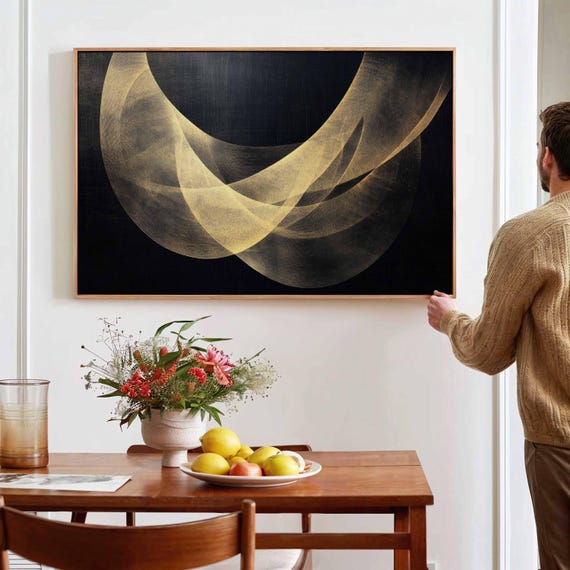 Minimalist Gold Abstract Art Print Black And Gold Modern Elegant Geometric Wall Decor Luxury Line Artwork Contemporary Poster