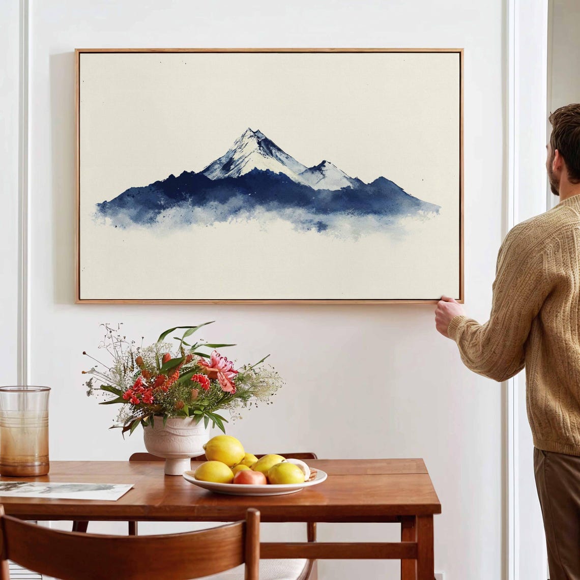 Minimalist Japanese Wall Art Framed Print Japanese Mountain Wall Art Print Above Bedcouch Decor Horizontal Large Wall Art