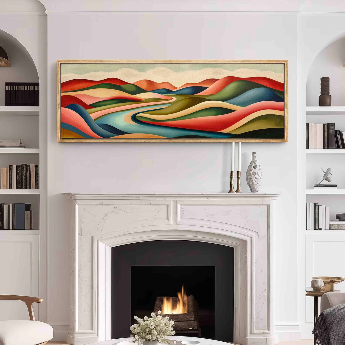 Modern Landscape Minimal Panoramic Art Print, Boho - Image 3
