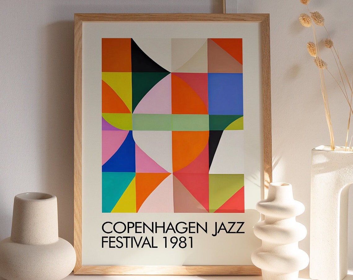 Copenhagen Jazz Festival 1981 Colorful Geometric Modern Art Poster